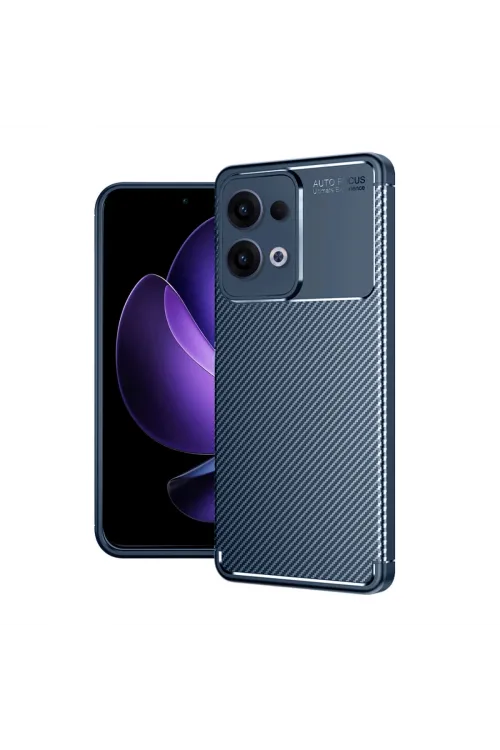 Oppo Reno 13 Pro Kılıf Auto Focus Karbon Kapak - Lacivert