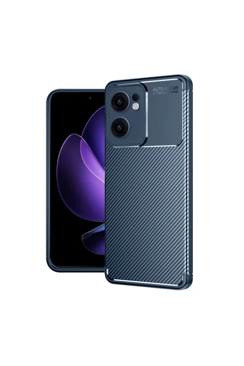 Oppo Reno 13f Kılıf Auto Focus Karbon Kapak - Lacivert