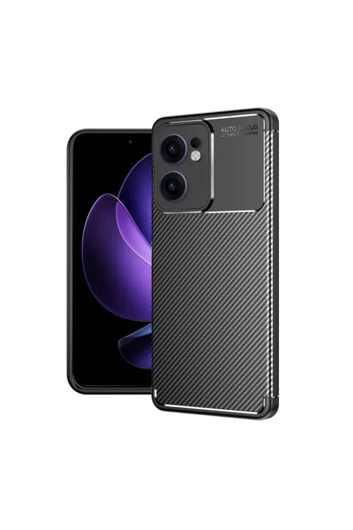 Oppo Reno 13f Kılıf Auto Focus Karbon Kapak - Siyah