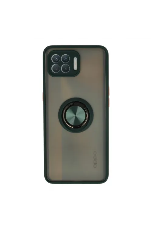 Oppo Reno 4 Lite Kılıf Montreal Yüzüklü Silikon Kapak - Yeşil