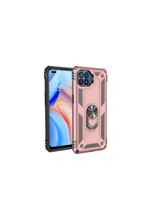 Oppo Reno 4 Lite Kılıf Sofya Yüzüklü Silikon Kapak - Rose