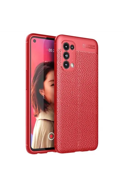 Oppo Reno 5 Kılıf Auto Focus Kapak - Kırmızı