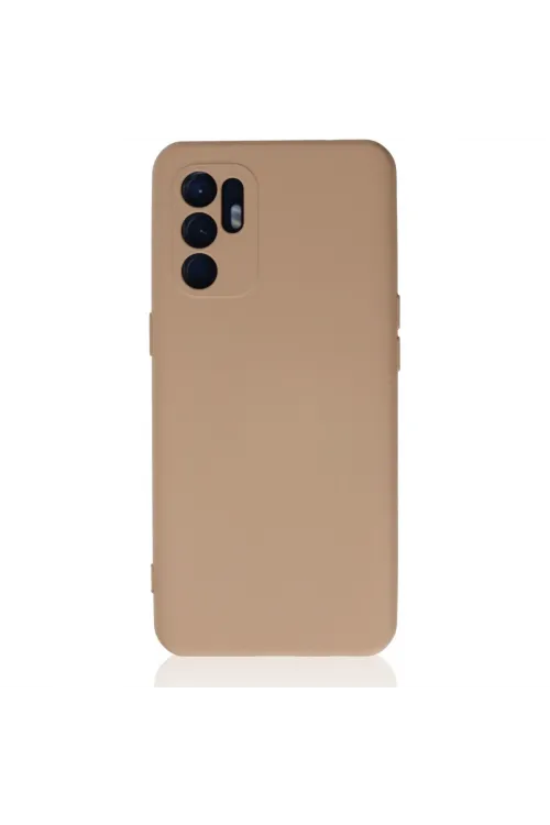 Oppo Reno 6 Kılıf Nano İçi Kadife Silikon - Pudra