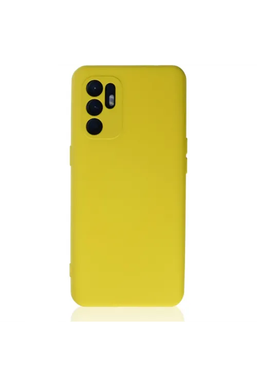 Oppo Reno 6 Kılıf Nano İçi Kadife Silikon - Sarı1