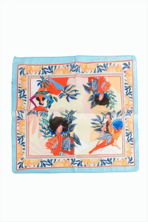 Orkide Desenli Zr Şifon Fular 50*50 cm