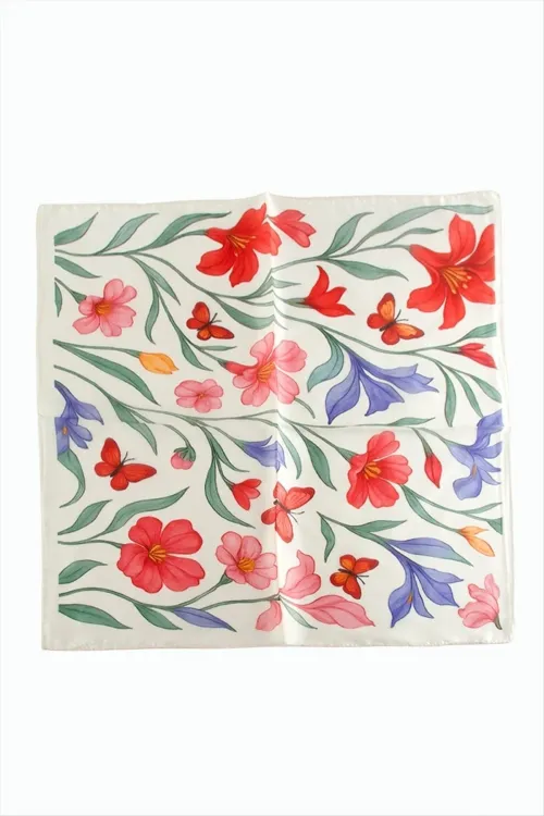 Orkide Desenli Zr Şifon Fular 50*50 cm
