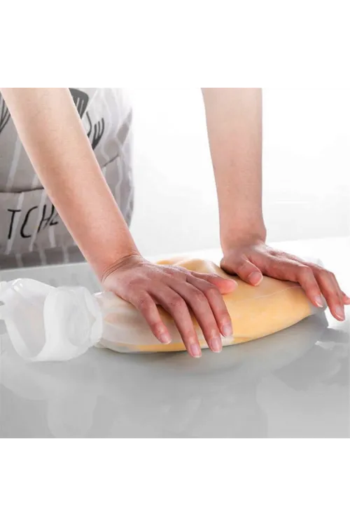 Orta Hamur Torbası Silikon Şeffaf Hamur Yoğurma Torbası Ekmek Makarna Mantı Hamuru Kolay Yoğurma