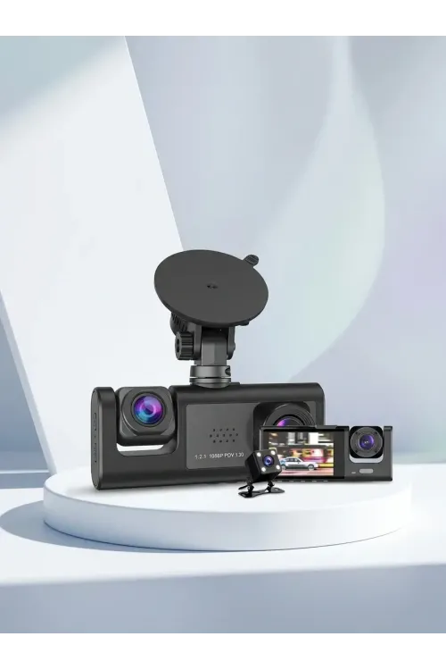 Oto Araç İçi Kamera 3 Kameralı Full Hd Ön Arka İç Kayıt Dashcam