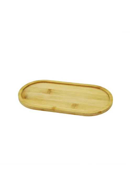 Oval Ahşap Bambu Yağdanlık Altlık 12x23cm