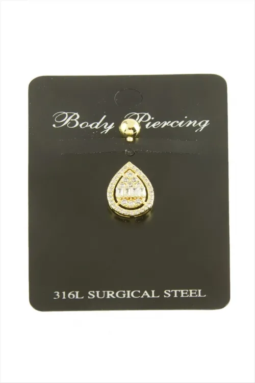 Oval Baget Taşlı Göbek Piercing  1 Adet