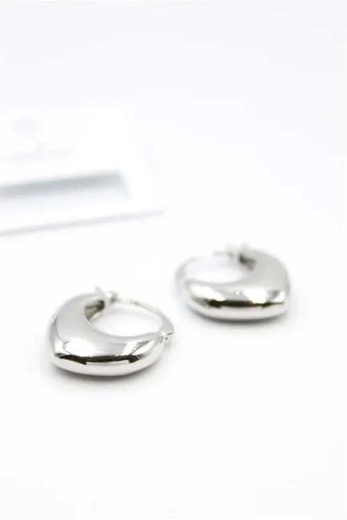 Oval Halka Küpe - Gümüş