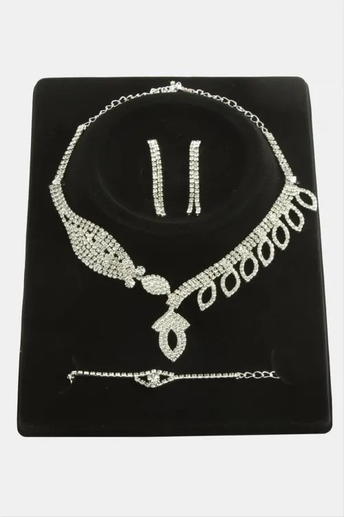 Oval Taşlı Lüks Set Kolye
