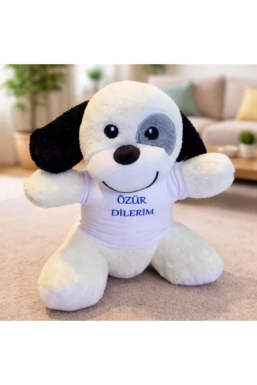 Özür Dilerim Tişörtlü Sevimli Benekli Peluş Köpek