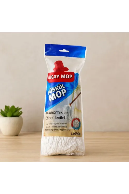 Pamuklu Püsküllü Mop Başlığı 23cm Orta-Large (Klasik Sap)