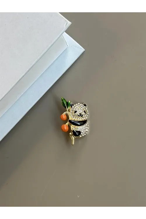 Panda Broş - Beyaz