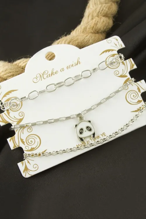 Panda Zincir Bileklik 3 Adet