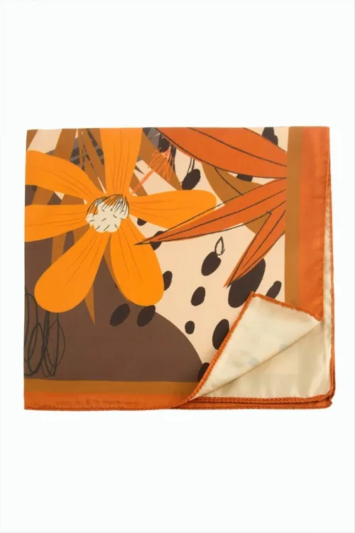 Papatya Desenli Zr Şifon Fular 50*50 cm