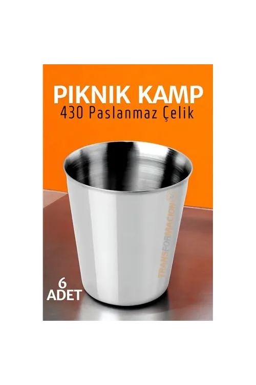 Paslanmaz Çelik Bardak Seti Kamp Piknik Bardağı 6 adet  721504