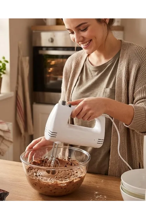 Paslanmaz Çelik Çırpıcılı El Mikseri 250w Çok Kademeli Mutfak Mikseri