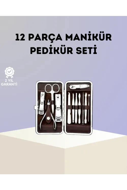 Paslanmaz Çelik Çok Fonksiyonlu 12 Manikür Seti