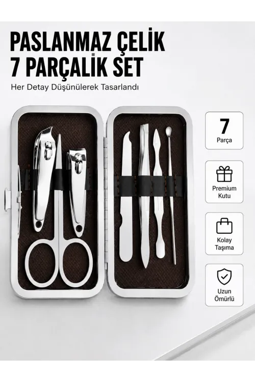 Paslanmaz Çelik Kişisel Bakım Seti – 7 Parça