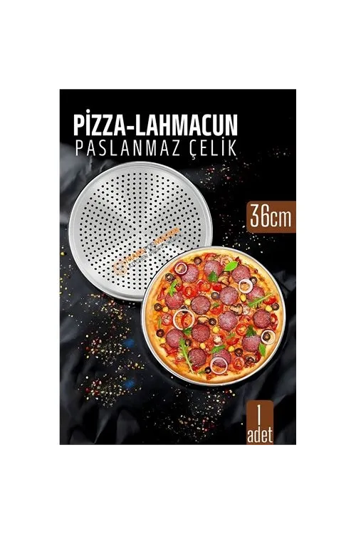 Paslanmaz Çelik Pizza-Lahmacun Tepsisi – Delikli Tasarım ile Mükemmel Pişirme 36 cm 722226