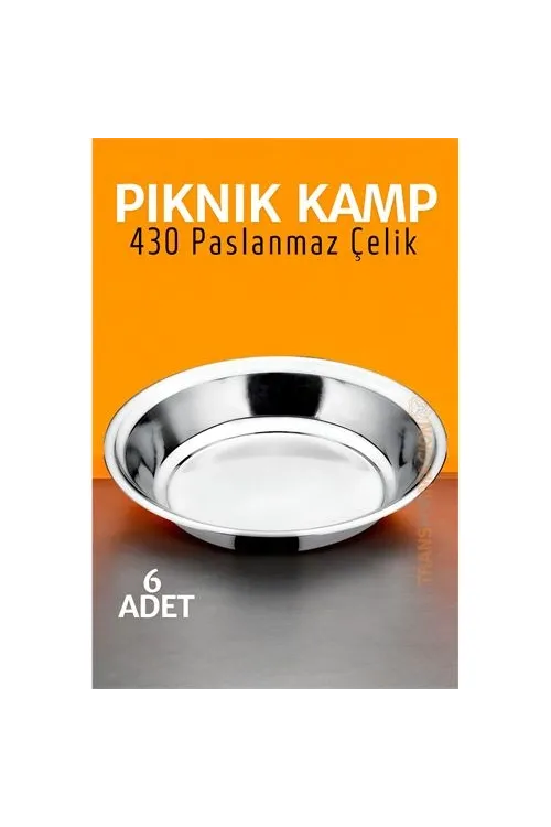 Paslanmaz Çelik Tabak Seti Kamp Piknik Tabağı 6 ADET 721502