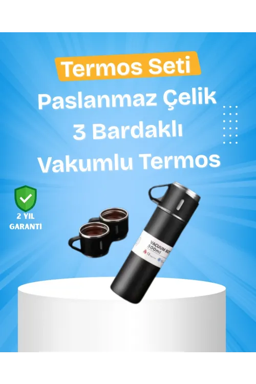 Paslanmaz Çelik Termos Seti | 500 Ml Kapasite, 6-12 Saat Isı Koruma, Hediye Kutulu