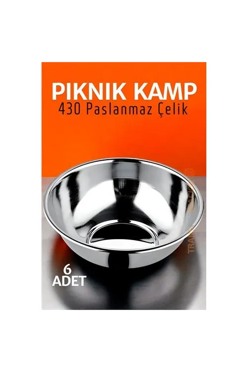 Paslanmaz Çelik Yemek Tası Çorba Kasesi Kamp Piknik Tabağı 6 ADET 721503