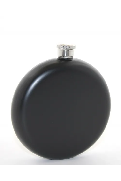 Paslanmaz Çelik Yuvarlak 8 Oz Tekli Matara Siyah Renk