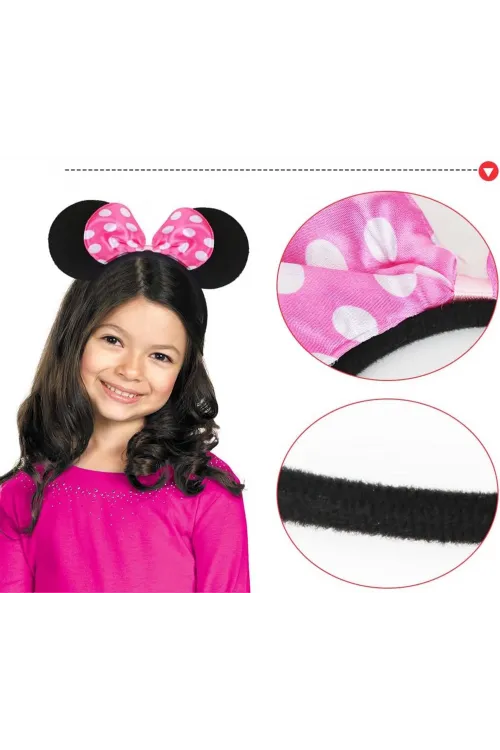 Pembe Fiyonklu Minnie Mouse Tacı Mini Kulak