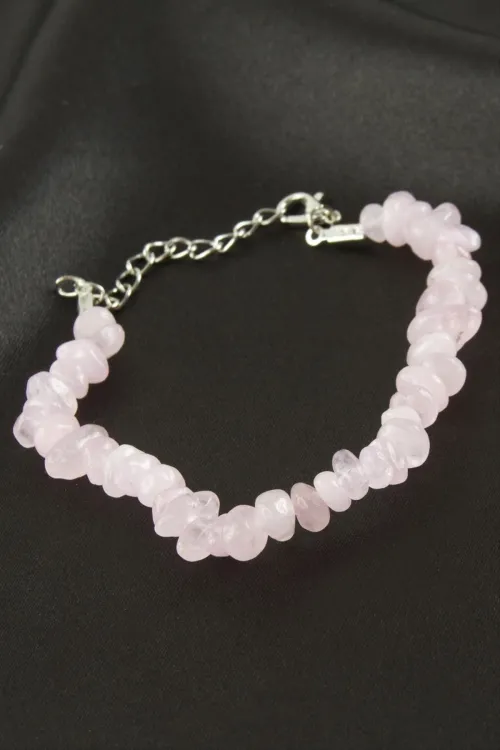 Pembe Kuvars Kırık Doğaltaş Bileklik