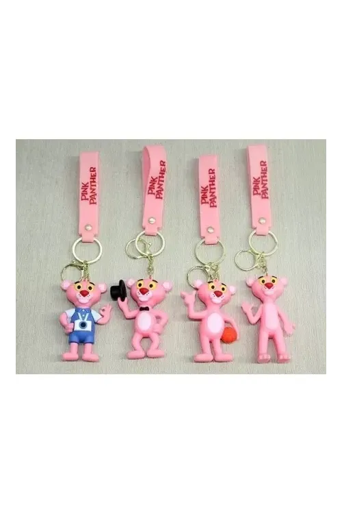 Pembe Panter Silikon Anahtarlık