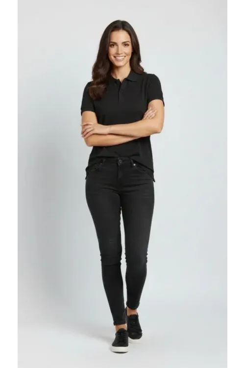 Pike Kumaş Düğmeli Yaka Regular Rahat Günlük Kısa Kol Tişört T-shirt - Siyah