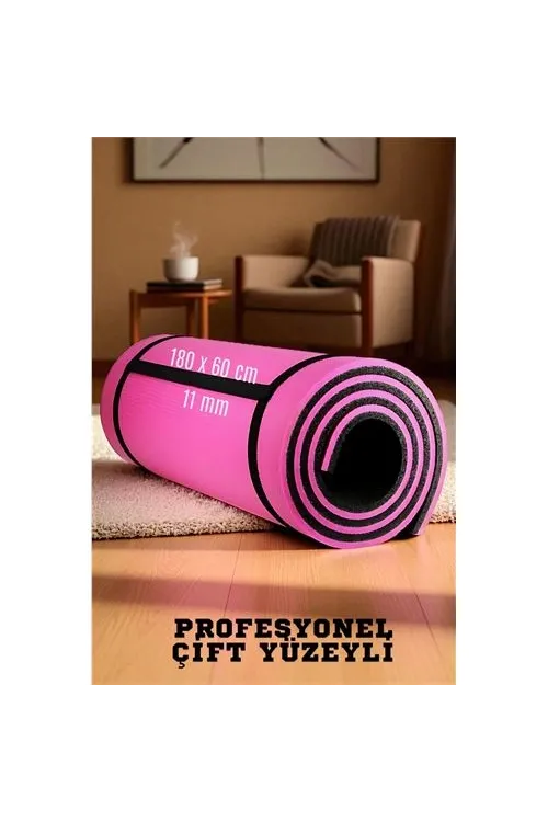 Pilates Matı- Spor Matı - Yoga Matı 11 mm Çift Taraflı Pembe