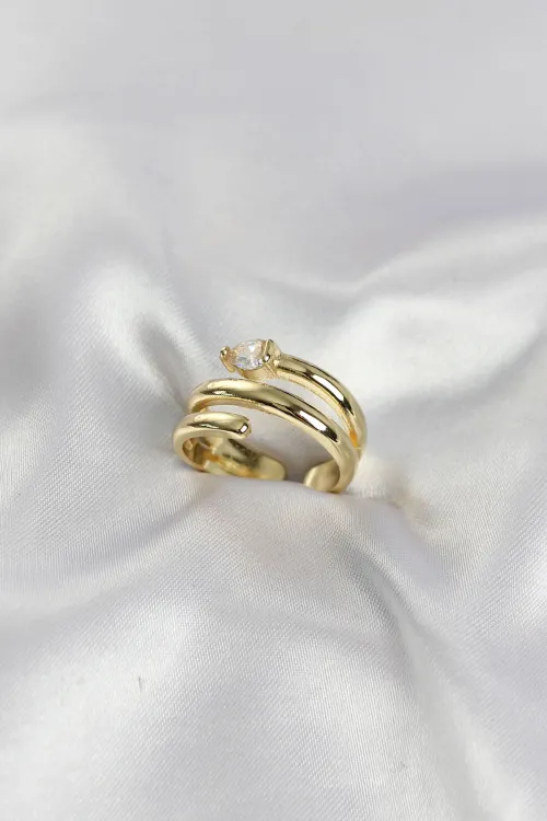 Pirinç Gold Renk Sarmal Yılan Model Kadın Yüzük