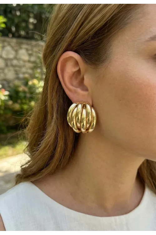 Pirinç Gold Renk Vintage Kadın Küpe
