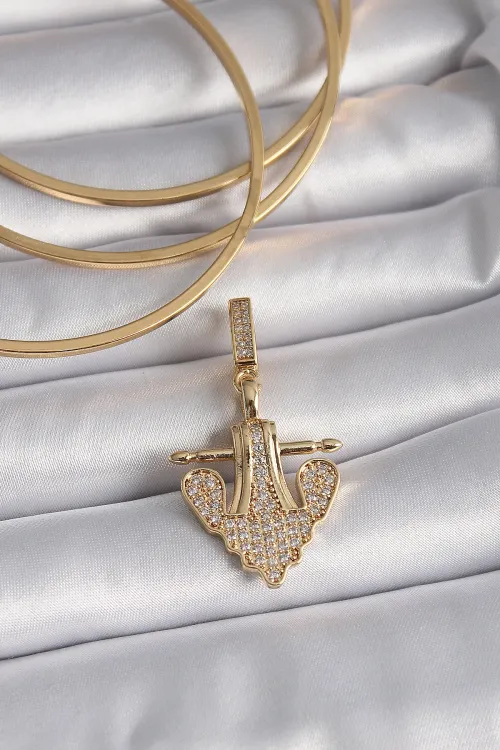 ietaks™ Pirinç Gold Renk Zirkon Taşlı Çapa Model Ajda Charm