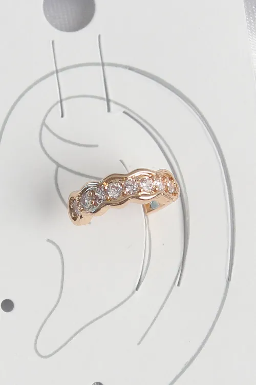Pirinç Gold Renk Zirkon Taşlı Kadın Kıkırdak Küpe