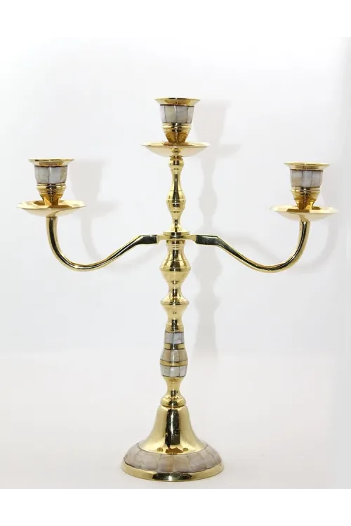 Pirinç Sedefli 3lü Şamdan 19124