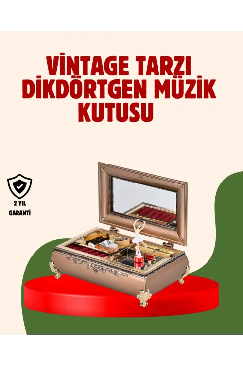 Piyano Şeklinde Balerinli Müzik Kutusu Takı Bölmeli Şık Model