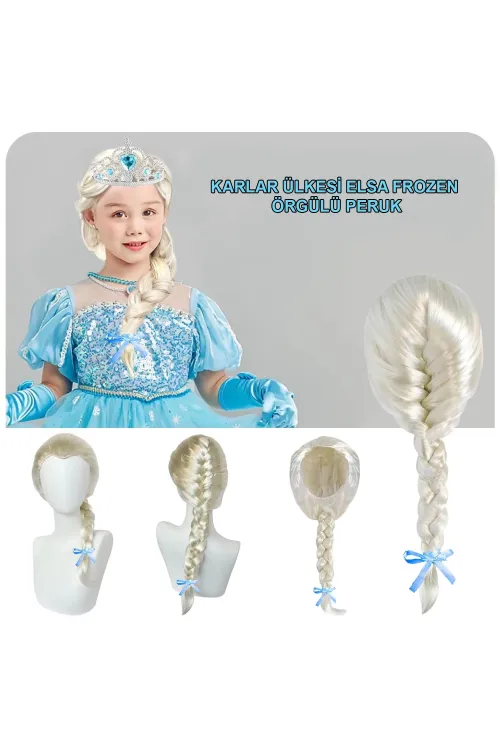 Platin Altın Dore Renk Karlar Ülkesi Elsa Frozen Peruğu Çocuk Boy