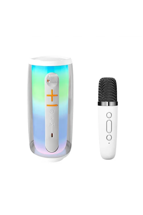 Pluse 6 Mikrofonlu Rgb Kablosuz Hoparlör - Beyaz