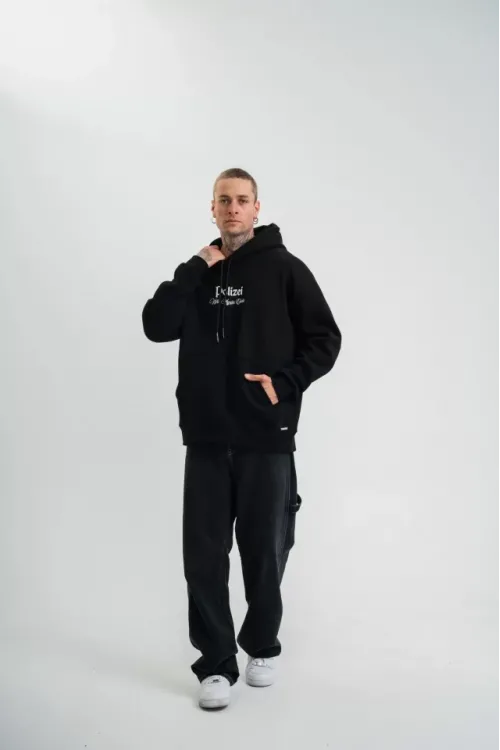 POLIZEI Premium Kalite Kapşonlu Dijital Patchli SweatShirt - Siyah