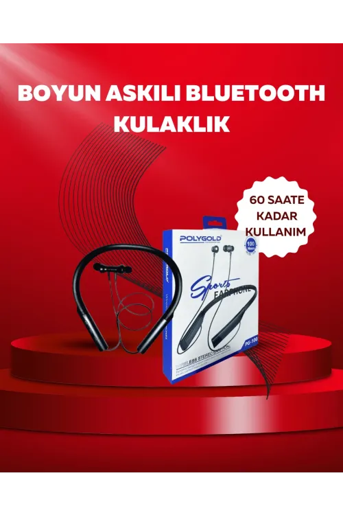 Polygold Pg-100 Bluetooth 5.0 Boyun Bantlı Kulaklık – 50 Saat Konuşma Süresi, Type-c Şarj