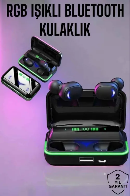 Powerbank Özellikli Kablosuz Bluetooth Kulaklık Rgb Işıklı