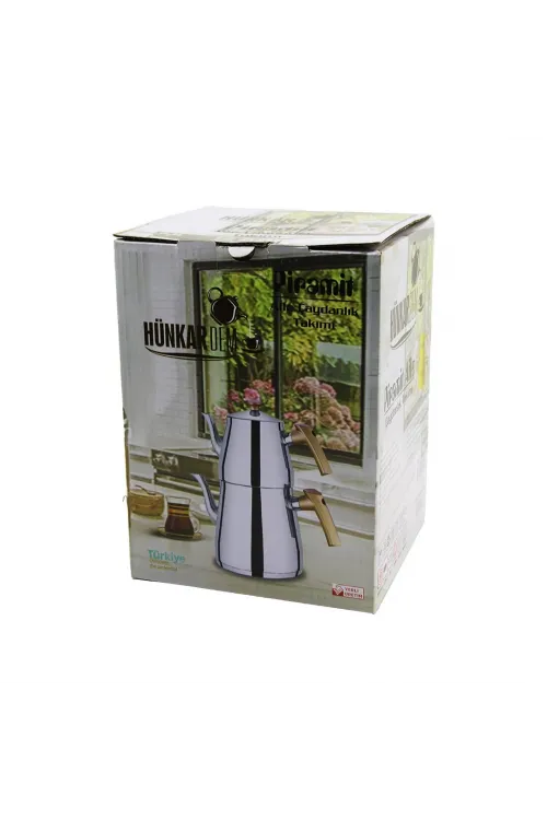 Pramit Aile Boy Çelik Çaydanlık Seti - Takımı Renkli Bakalit Kulp Üst Demlik: 1.5lt - Alt Suluk: 2.75lt Kendinden Süzgeçli