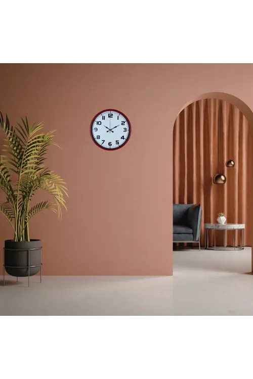 Premium Kırmızı 36 Cm Duvar Saati