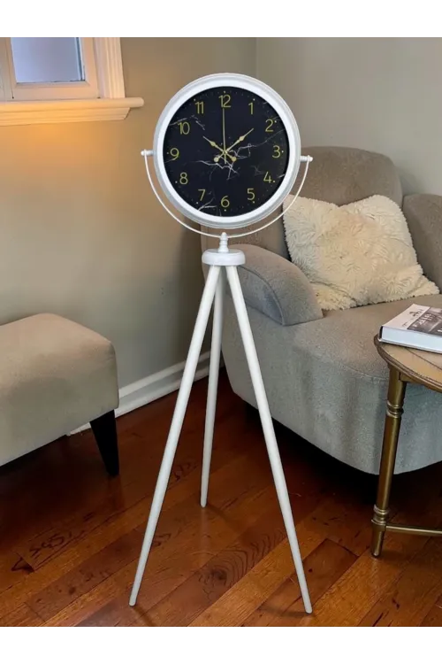 Premium Mermer Desenli Tripod Ayaklı Saat
