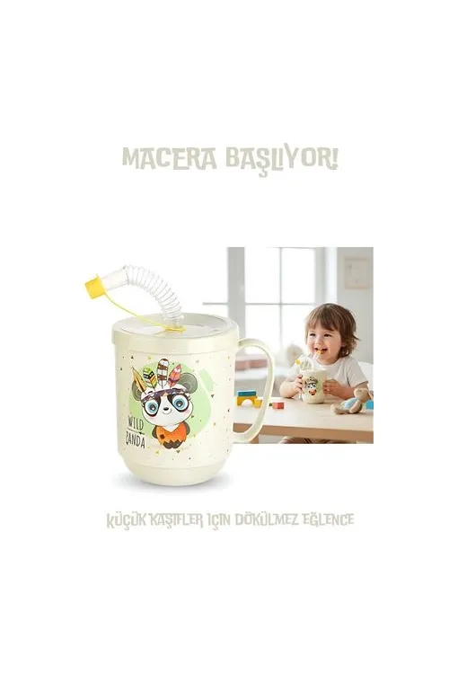 Premium Pipetli Çocuk Bardağı 350 ml -Alıştırma Bardağı ve Suluk